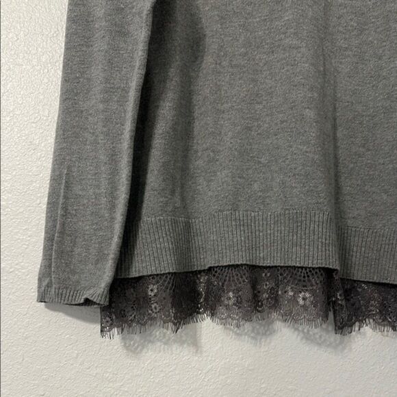 Lane Bryant Scoop Neck Layered Lace Knit Sweater Size16 Eyelet Stretch Business - Picture 3 of 7